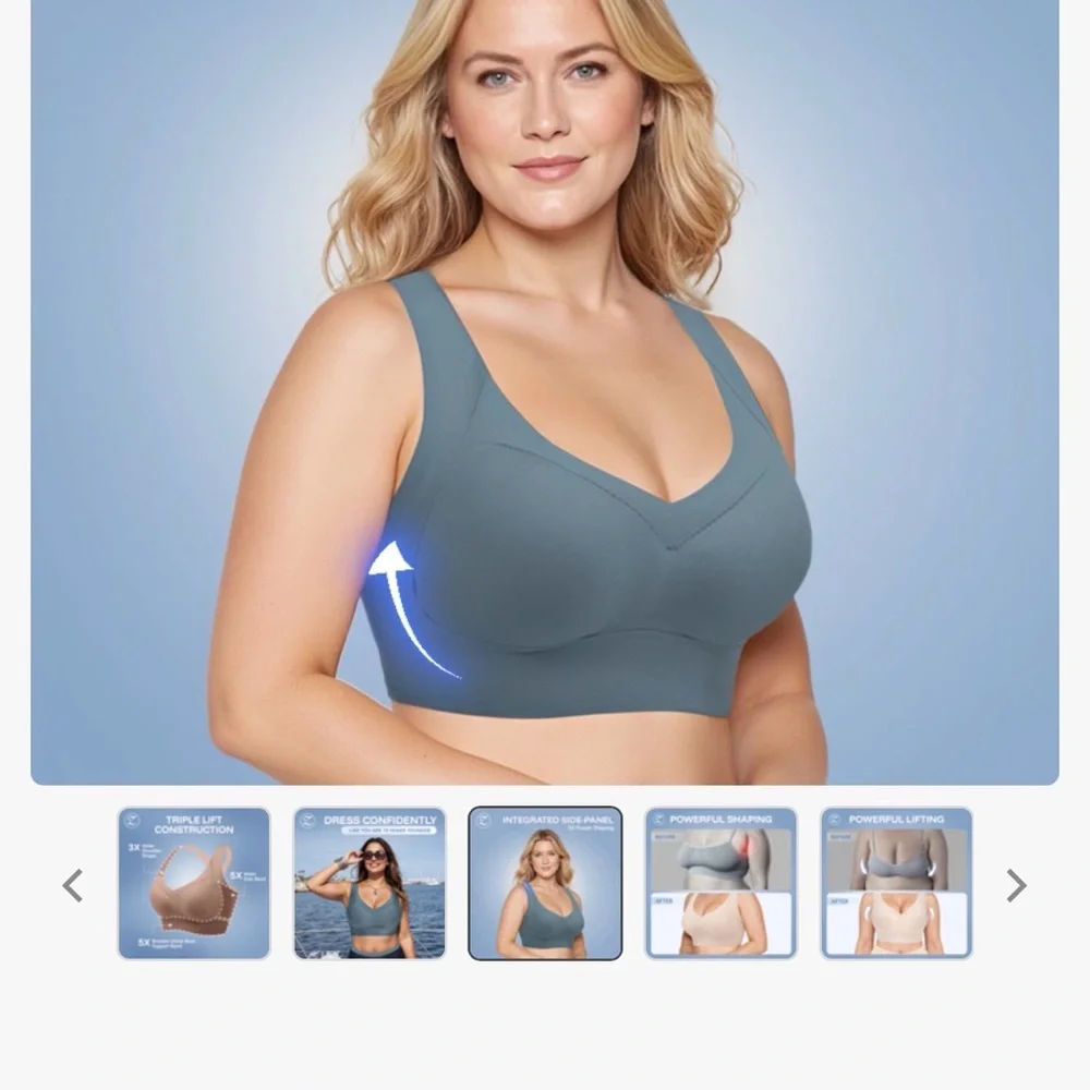 Women's Soft Comfort Bra - Cream, Brown, Blue - Picture 3 of 4